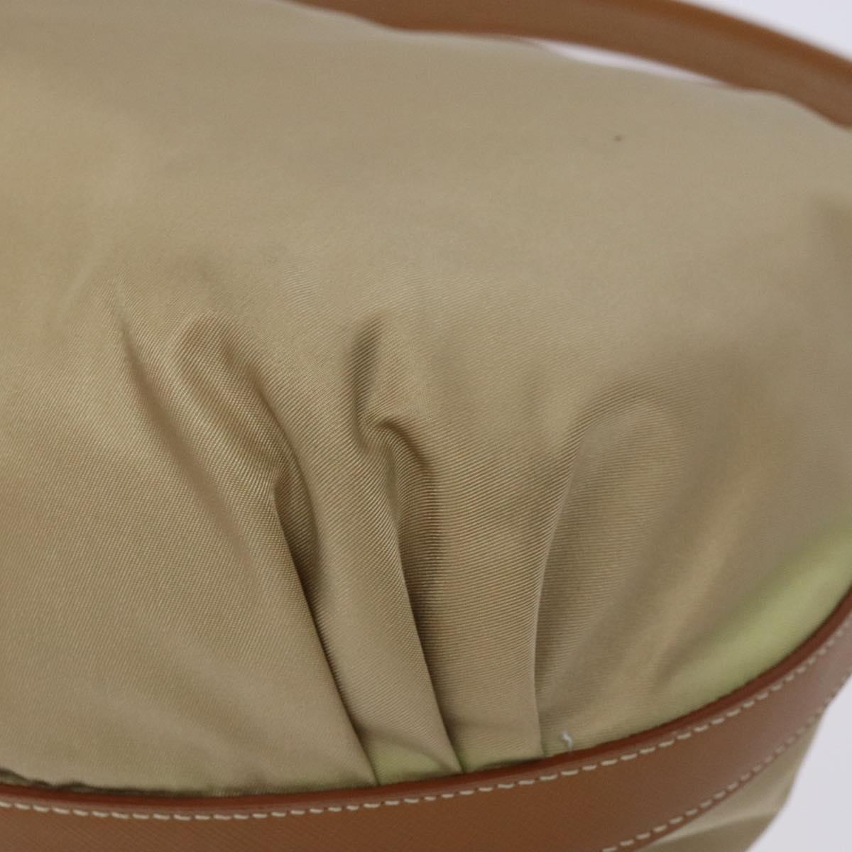 PRADA Tote Bag Nylon Beige Silver Auth 135926