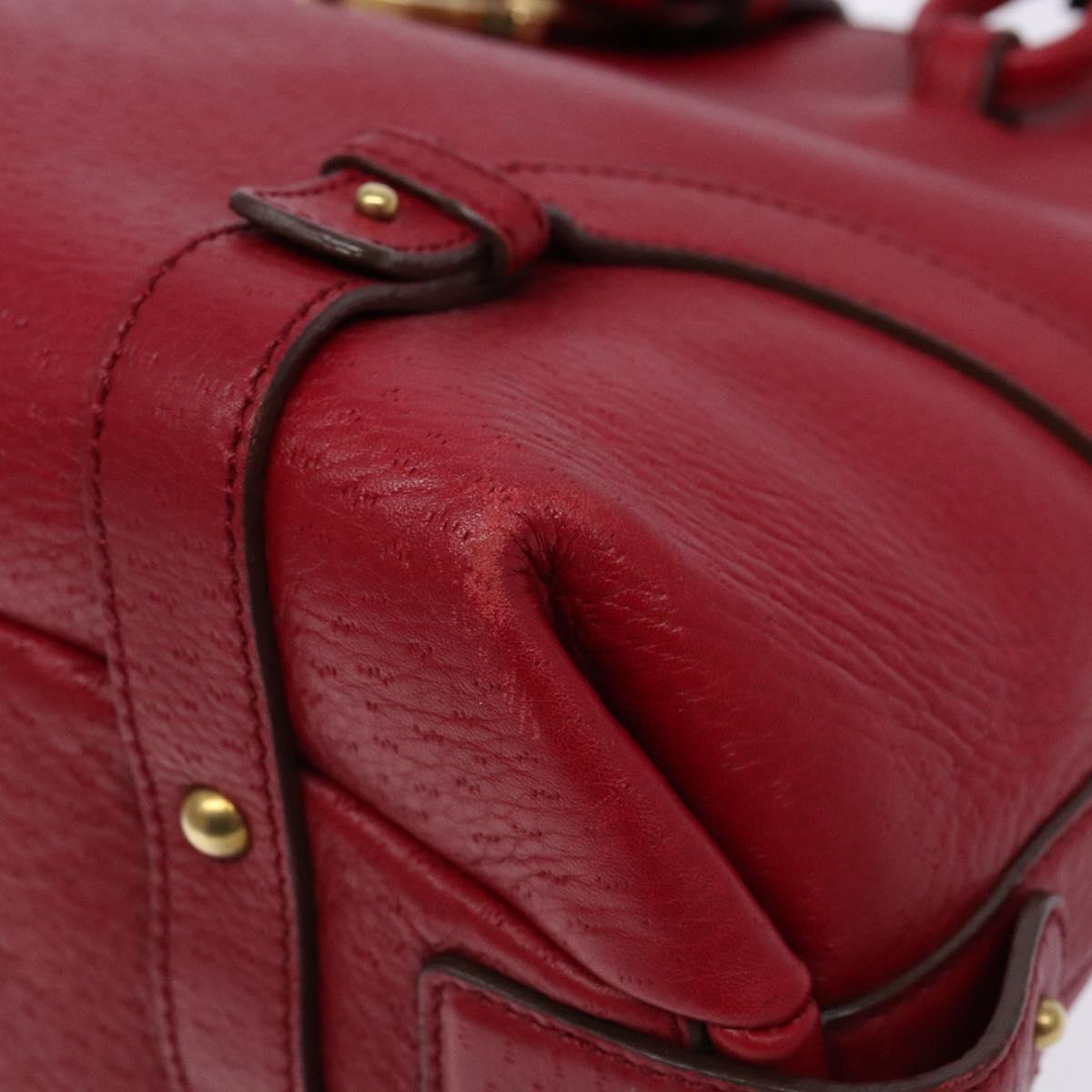 Salvatore Ferragamo Gancini Hand Bag Leather Red Gold Auth 135928