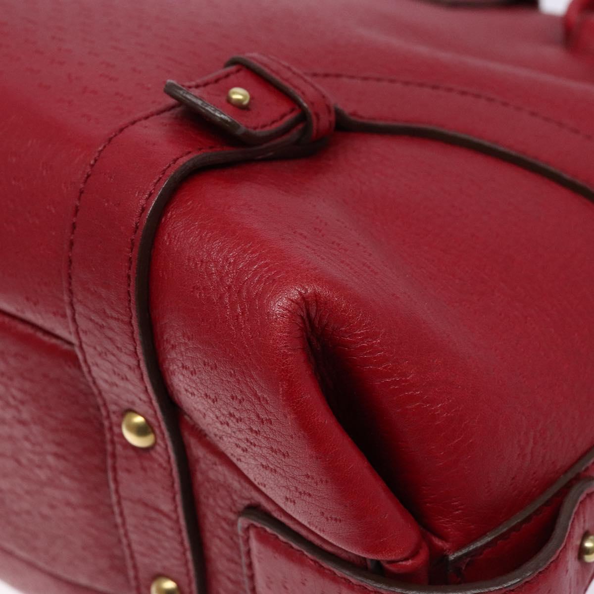 Salvatore Ferragamo Gancini Hand Bag Leather Red Gold Auth 135928