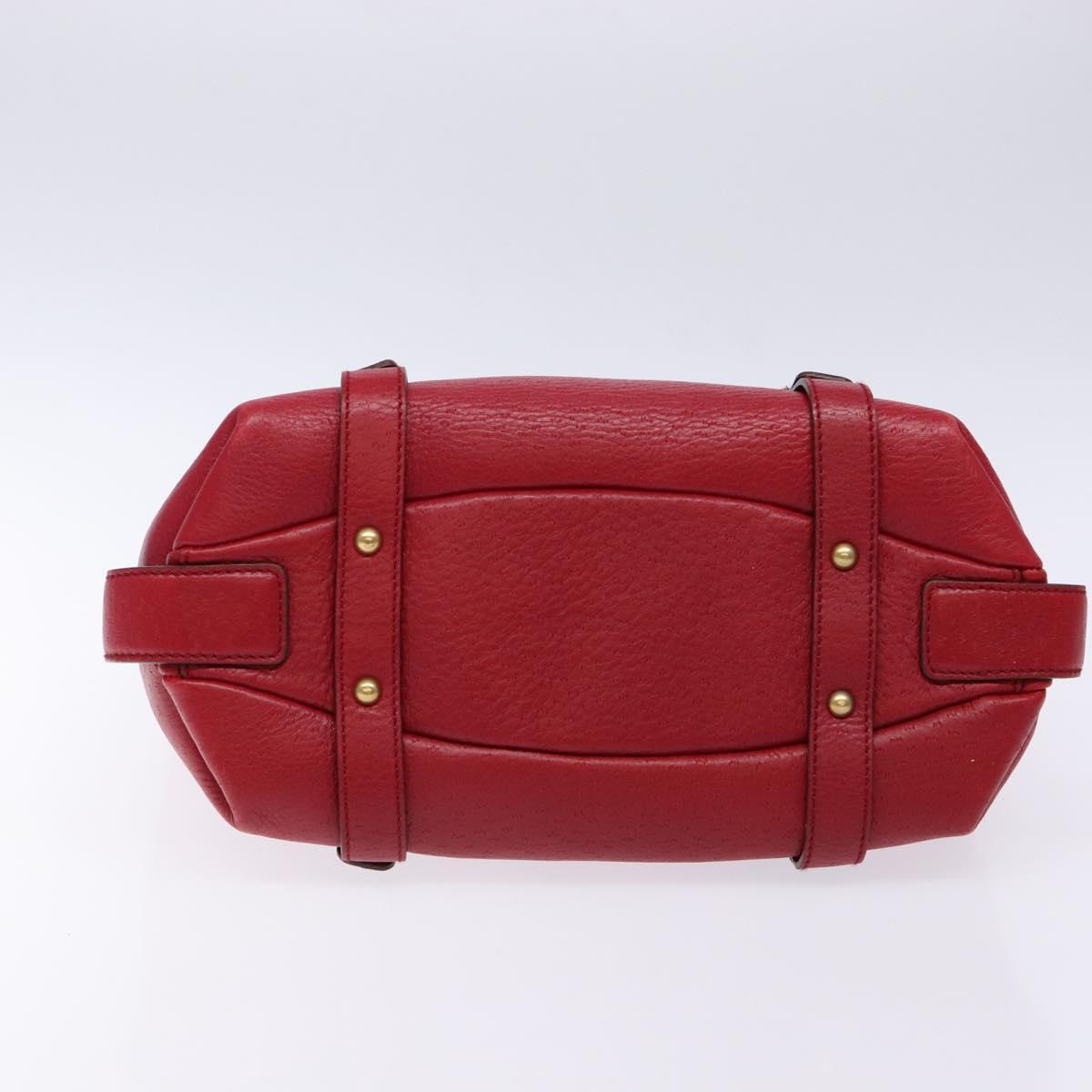 Salvatore Ferragamo Gancini Hand Bag Leather Red Gold Auth 135928