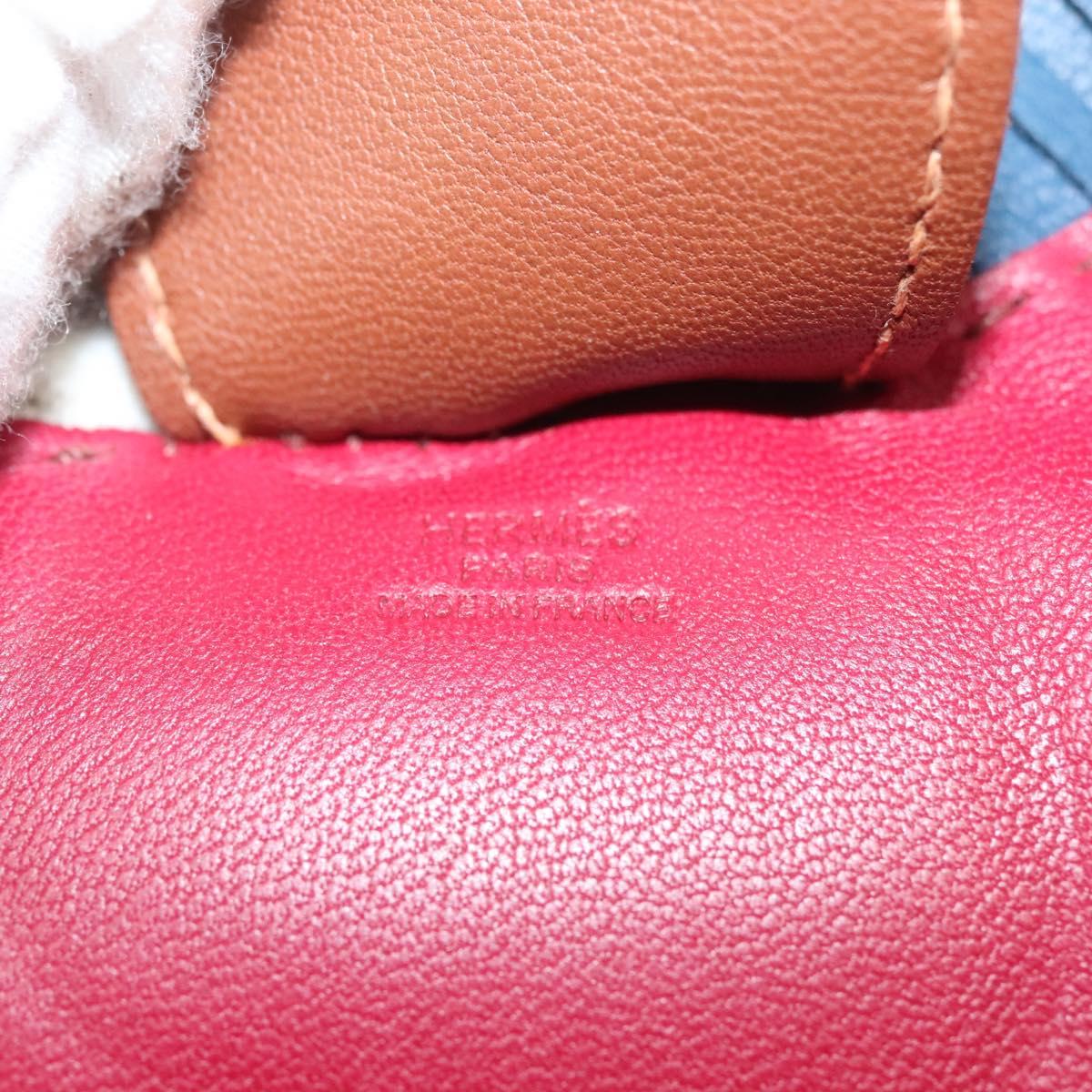 HERMES Rodeo MM Bag Charm Leather Wine Red Auth 135936