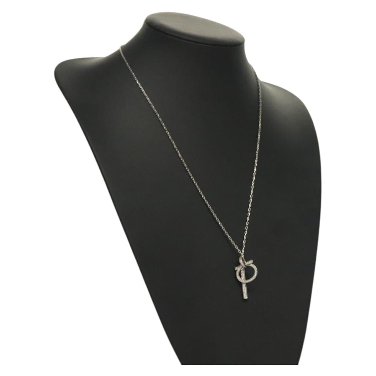 Salvatore Ferragamo Gancini Necklace metal Silver Auth 135938