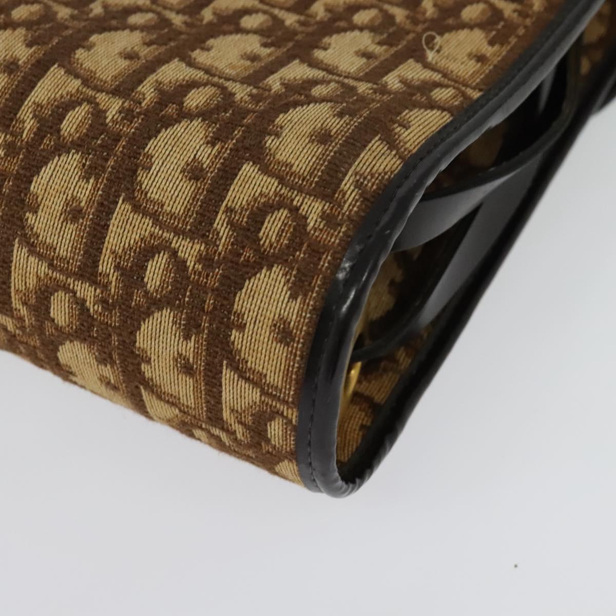 Christian Dior Trotter Canvas Shoulder Bag Brown Gold Auth 135940