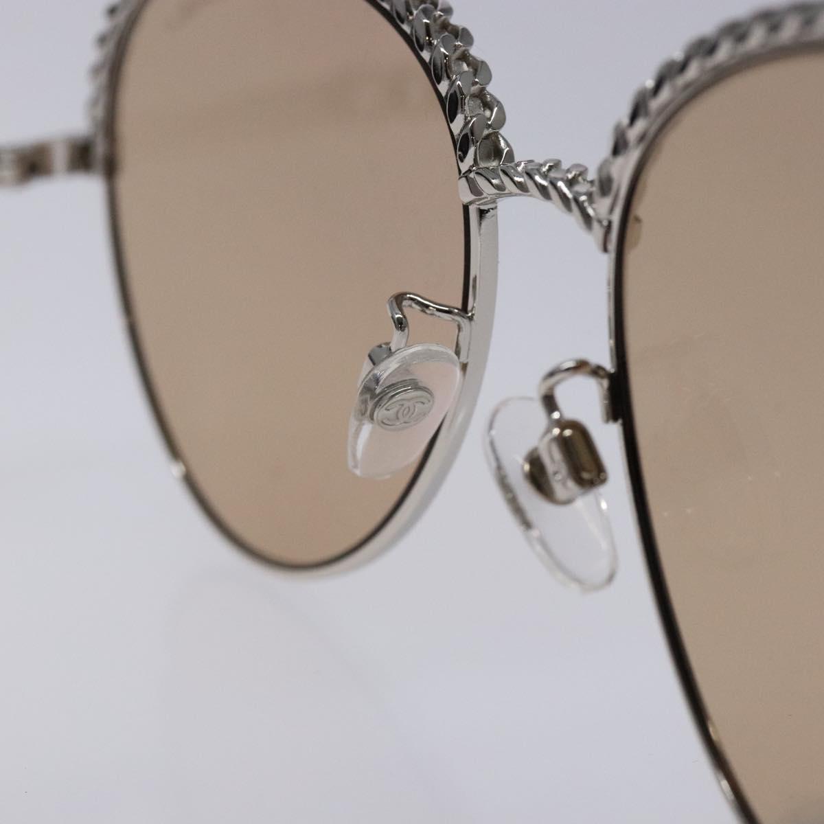 CHANEL Sunglasses plastic Silver CC Auth 135942