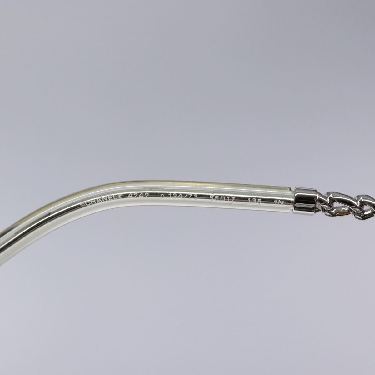 CHANEL Sunglasses plastic Silver CC Auth 135942