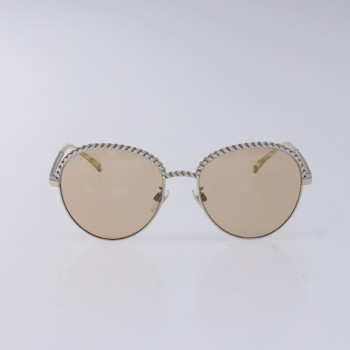 CHANEL Sunglasses plastic Silver CC Auth 135942