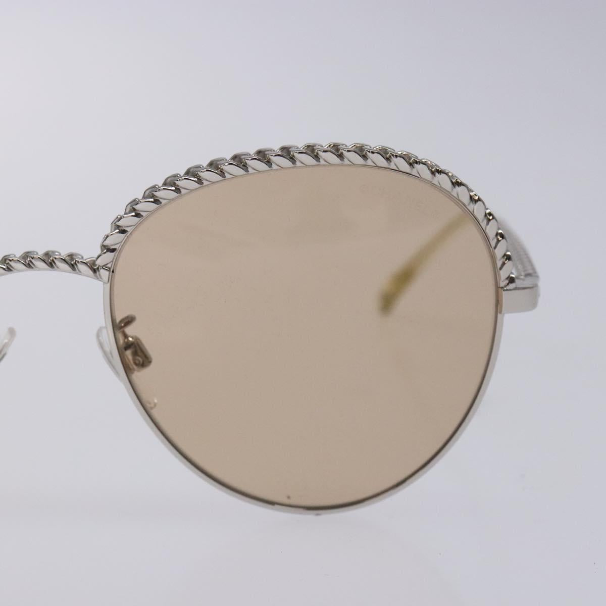 CHANEL Sunglasses plastic Silver CC Auth 135942