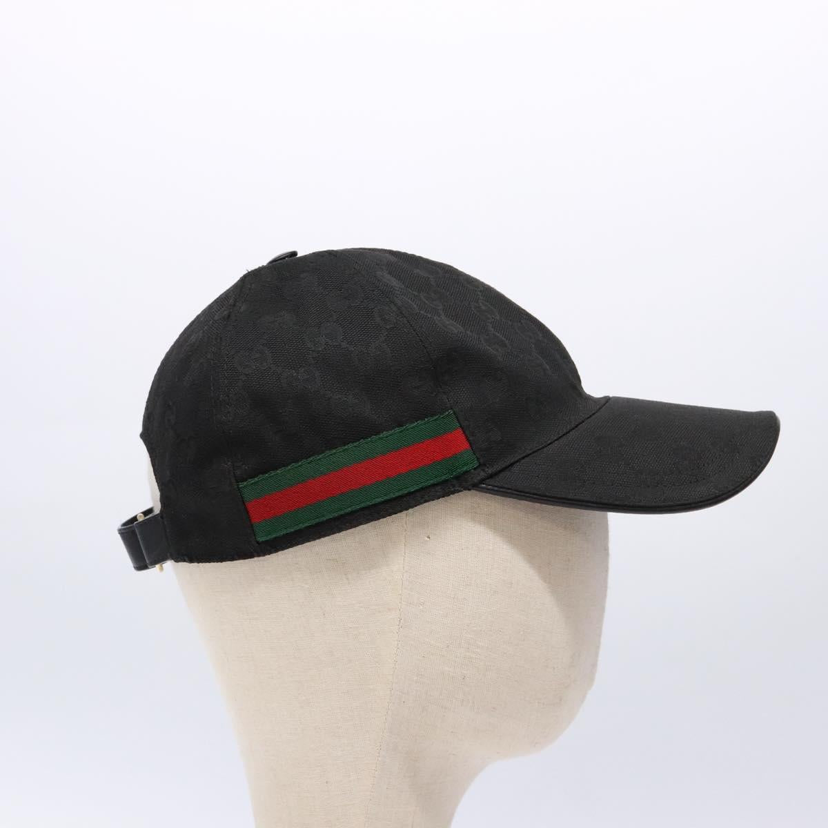 GUCCI Web Sherry Line GG Canvas Cap S Black Red Green 200085 Auth 135944