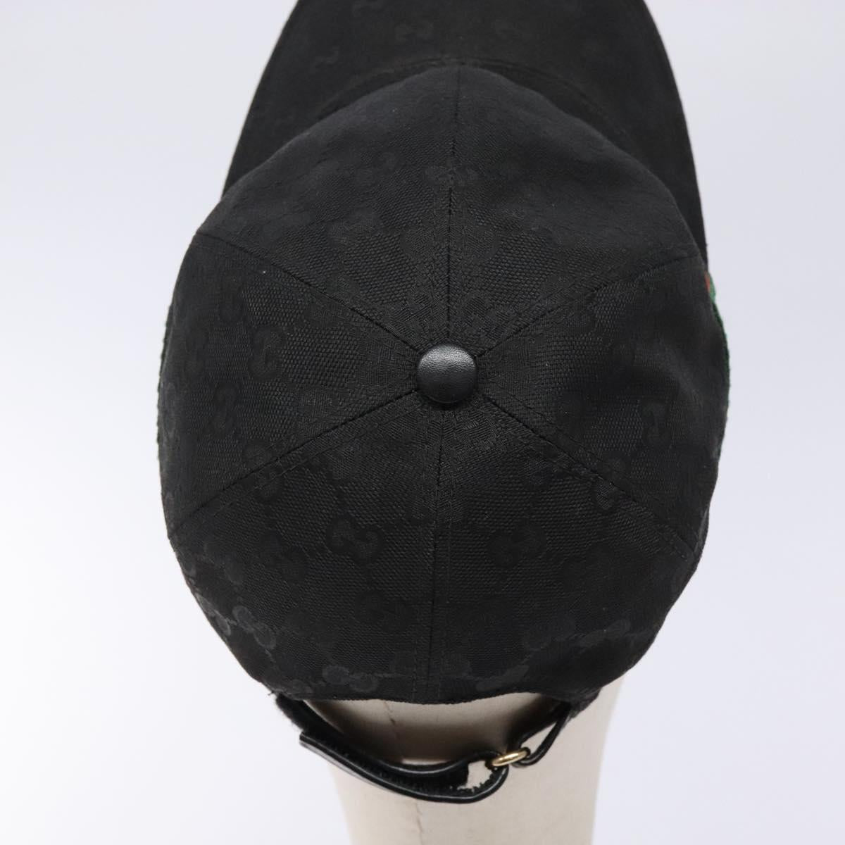 GUCCI Web Sherry Line GG Canvas Cap S Black Red Green 200085 Auth 135944