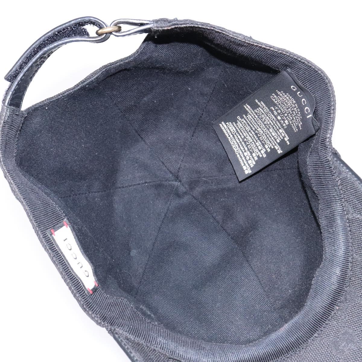 GUCCI Web Sherry Line GG Canvas Cap S Black Red Green 200085 Auth 135944