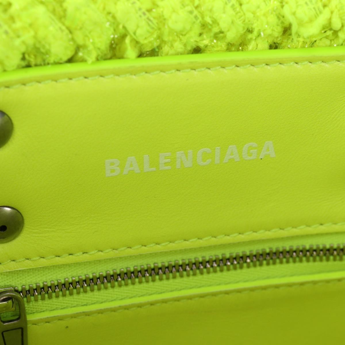 BALENCIAGA Bistro XXS Hand Bag Wool 2way Yellow Silver Auth 135947M