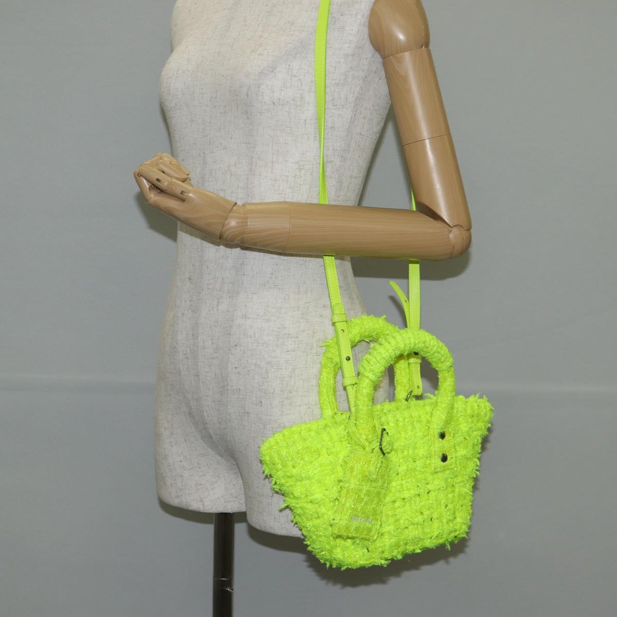 BALENCIAGA Bistro XXS Hand Bag Wool 2way Yellow Silver Auth 135947M