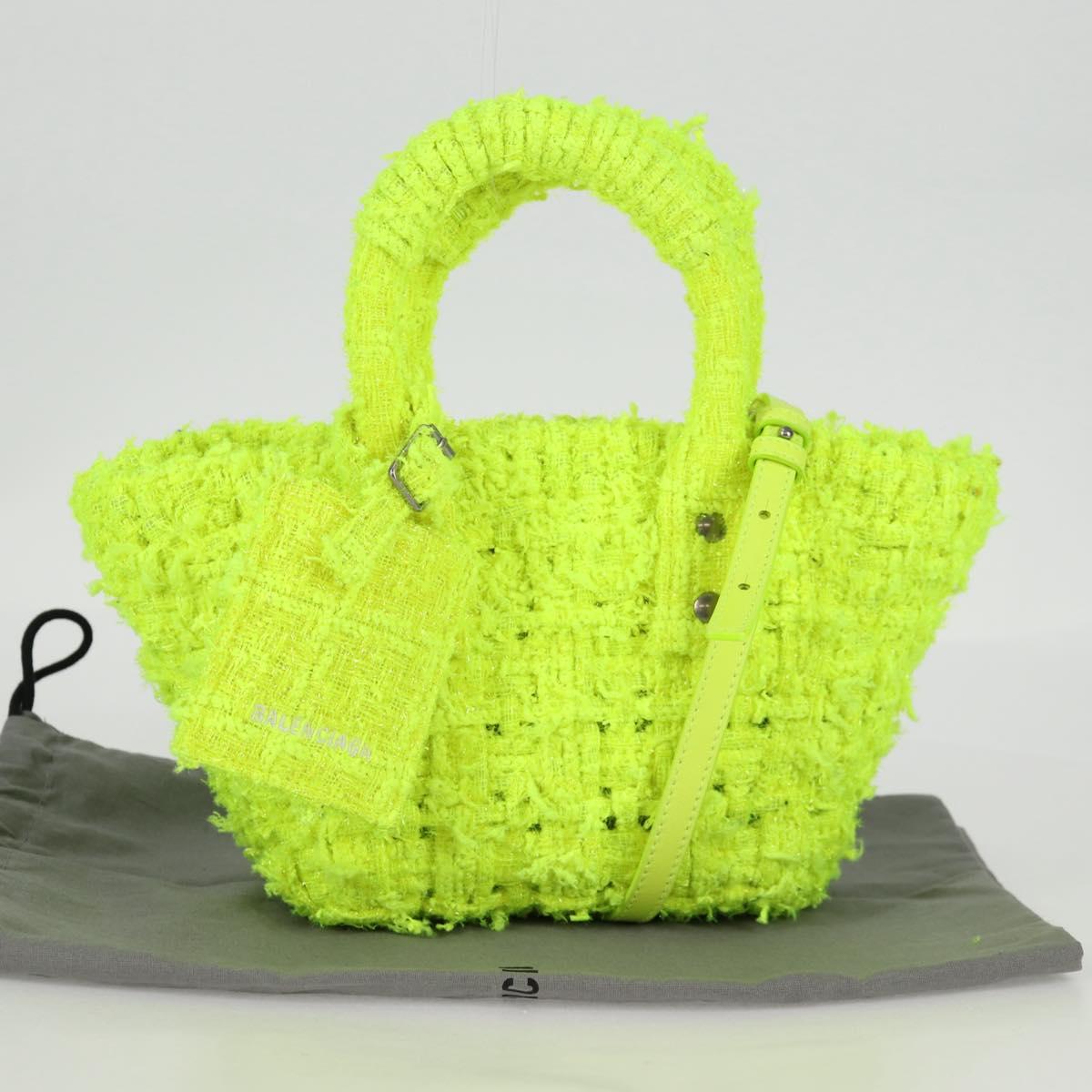 BALENCIAGA Bistro XXS Hand Bag Wool 2way Yellow Silver Auth 135947M