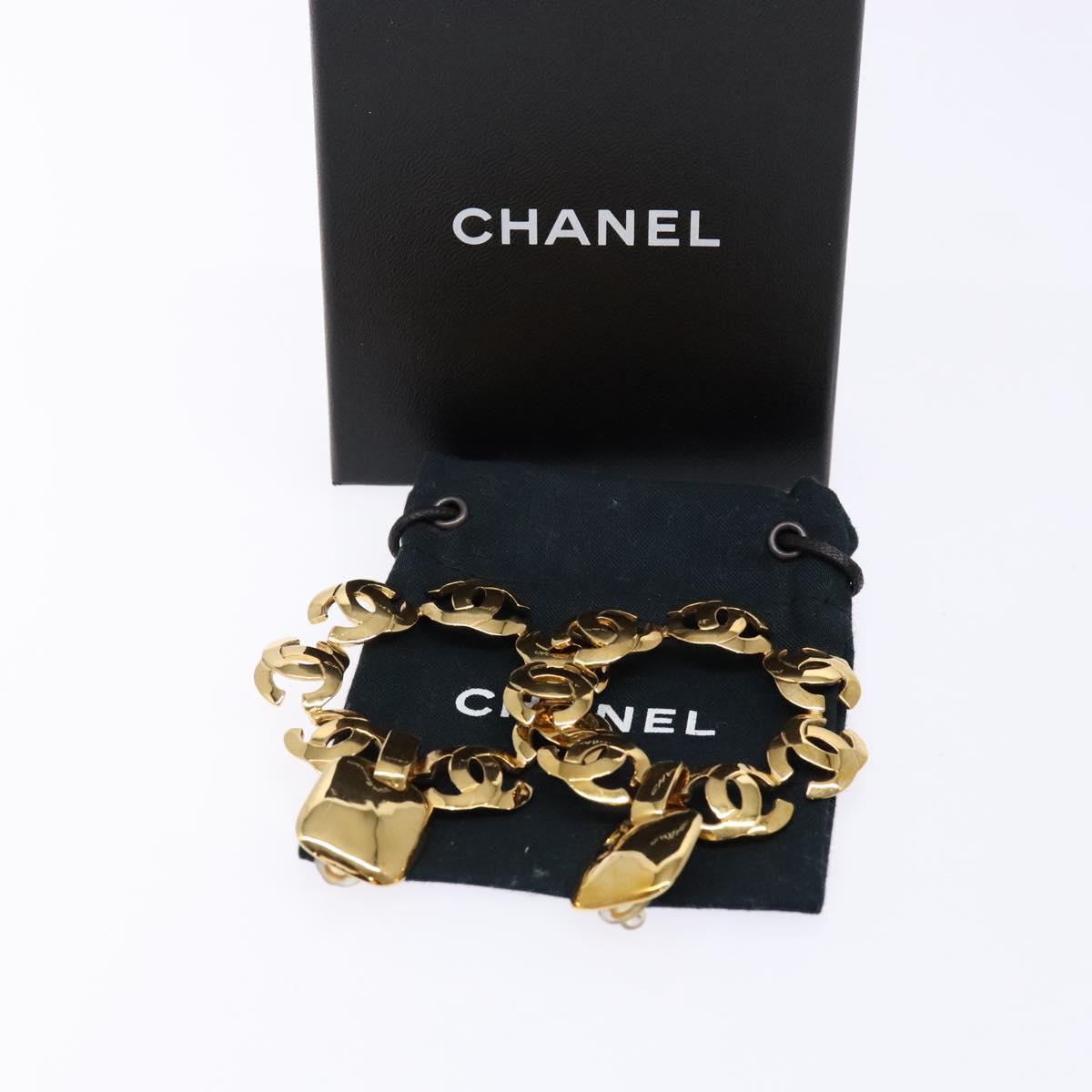 CHANEL COCO Mark Earring Metal Gold CC Auth 135951SAV