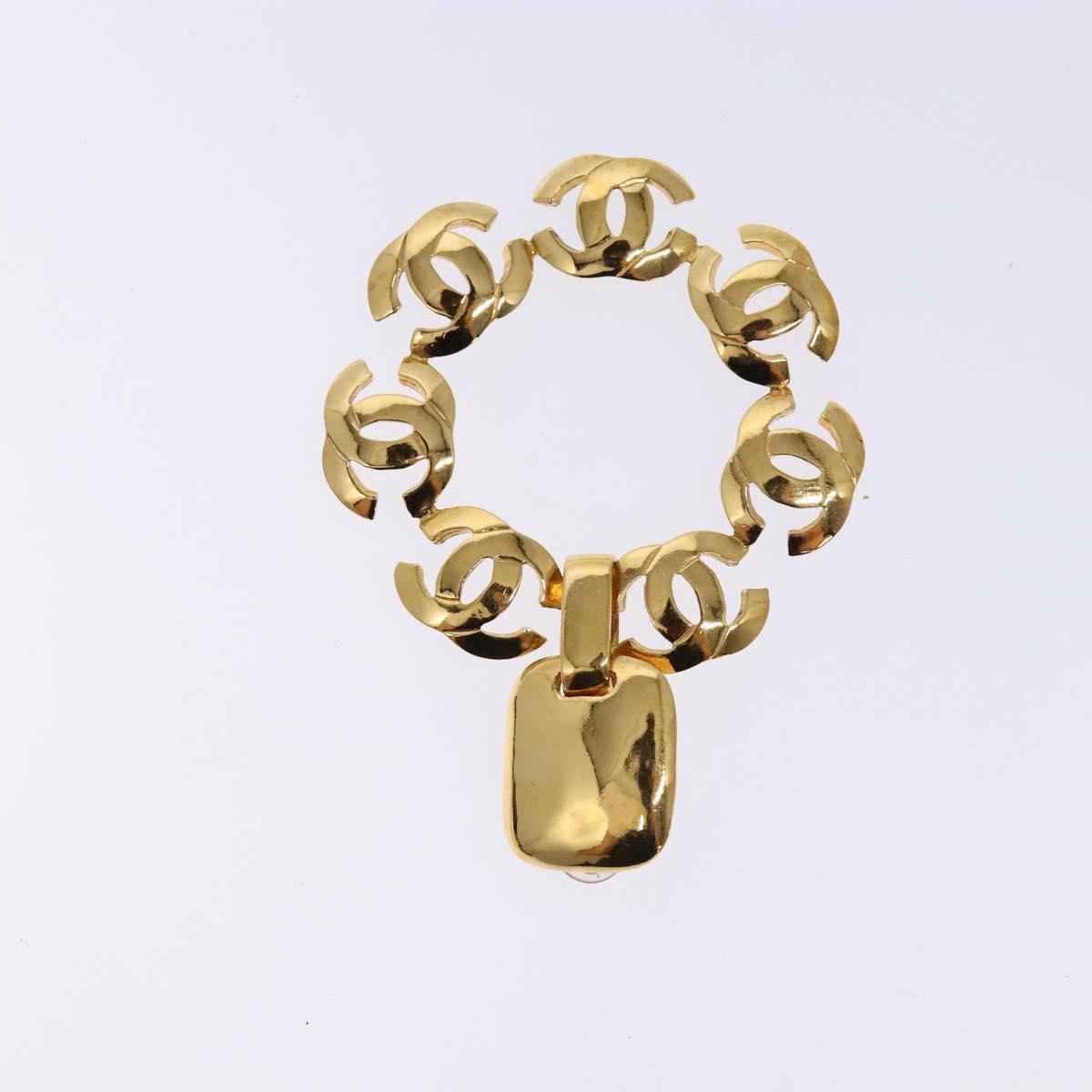 CHANEL COCO Mark Earring Metal Gold CC Auth 135951SAV
