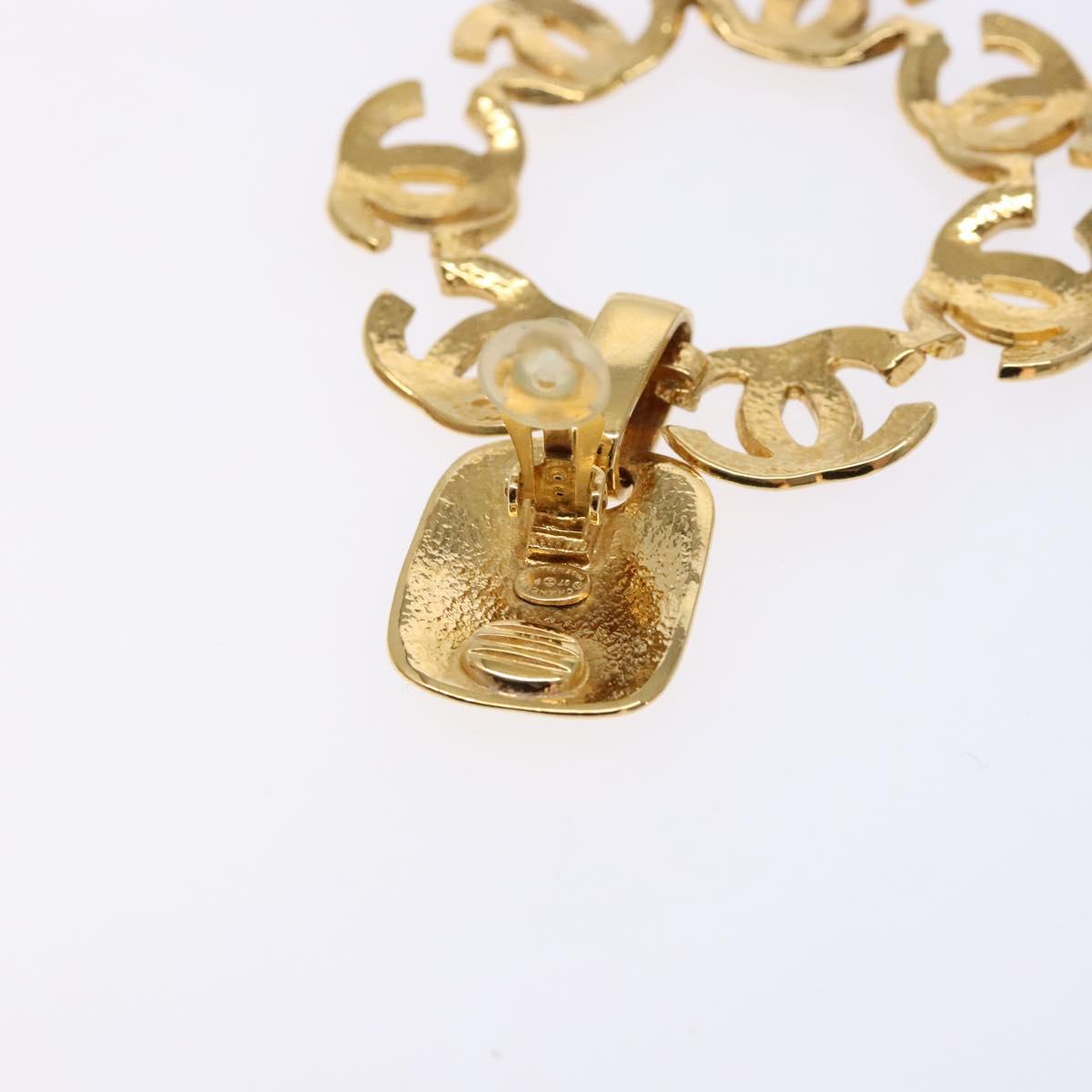 CHANEL COCO Mark Earring Metal Gold CC Auth 135951SAV