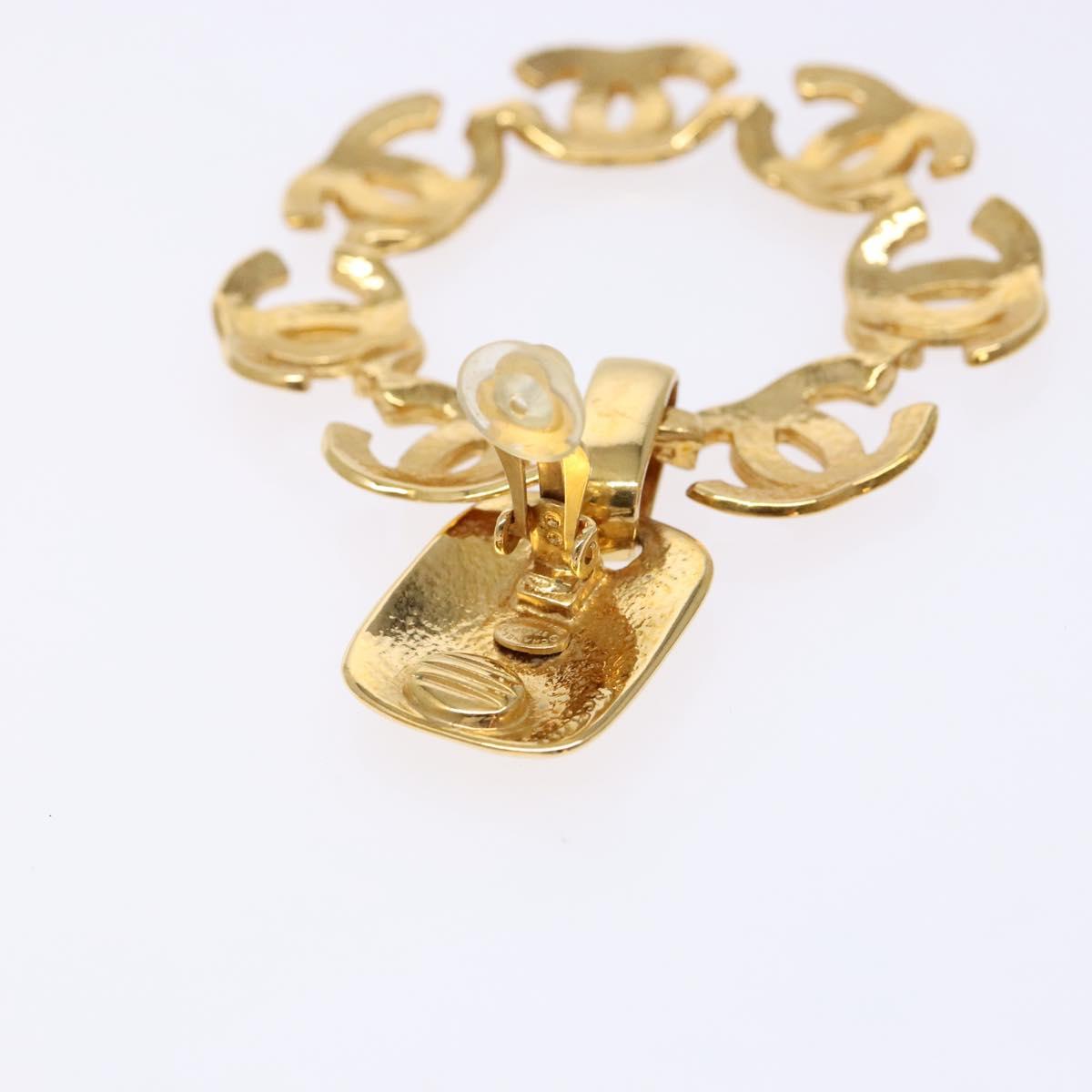 CHANEL COCO Mark Earring Metal Gold CC Auth 135951SAV