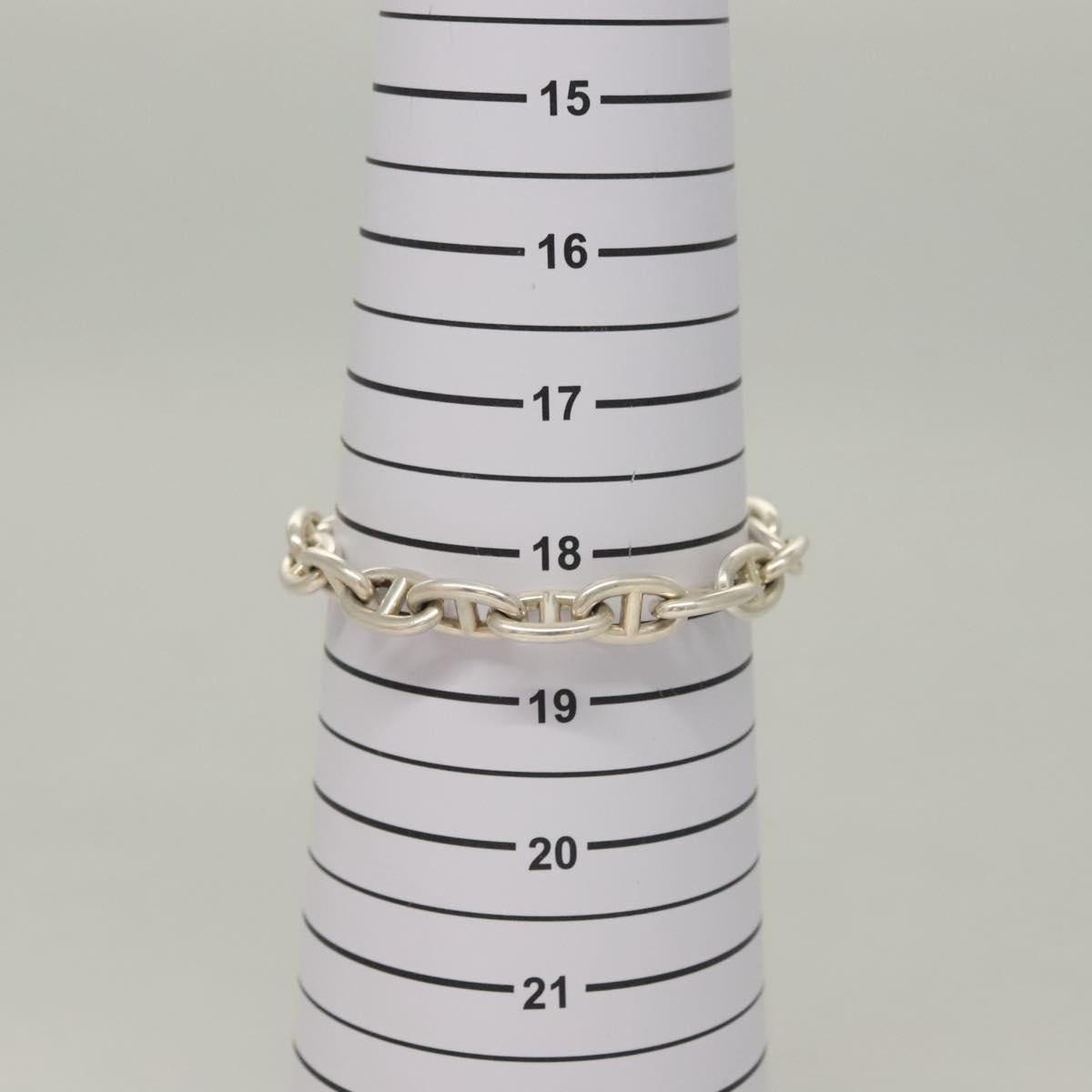 HERMES Chene Dunkle MM Bracelet Ag925 17 Links Silver Auth 135953SM