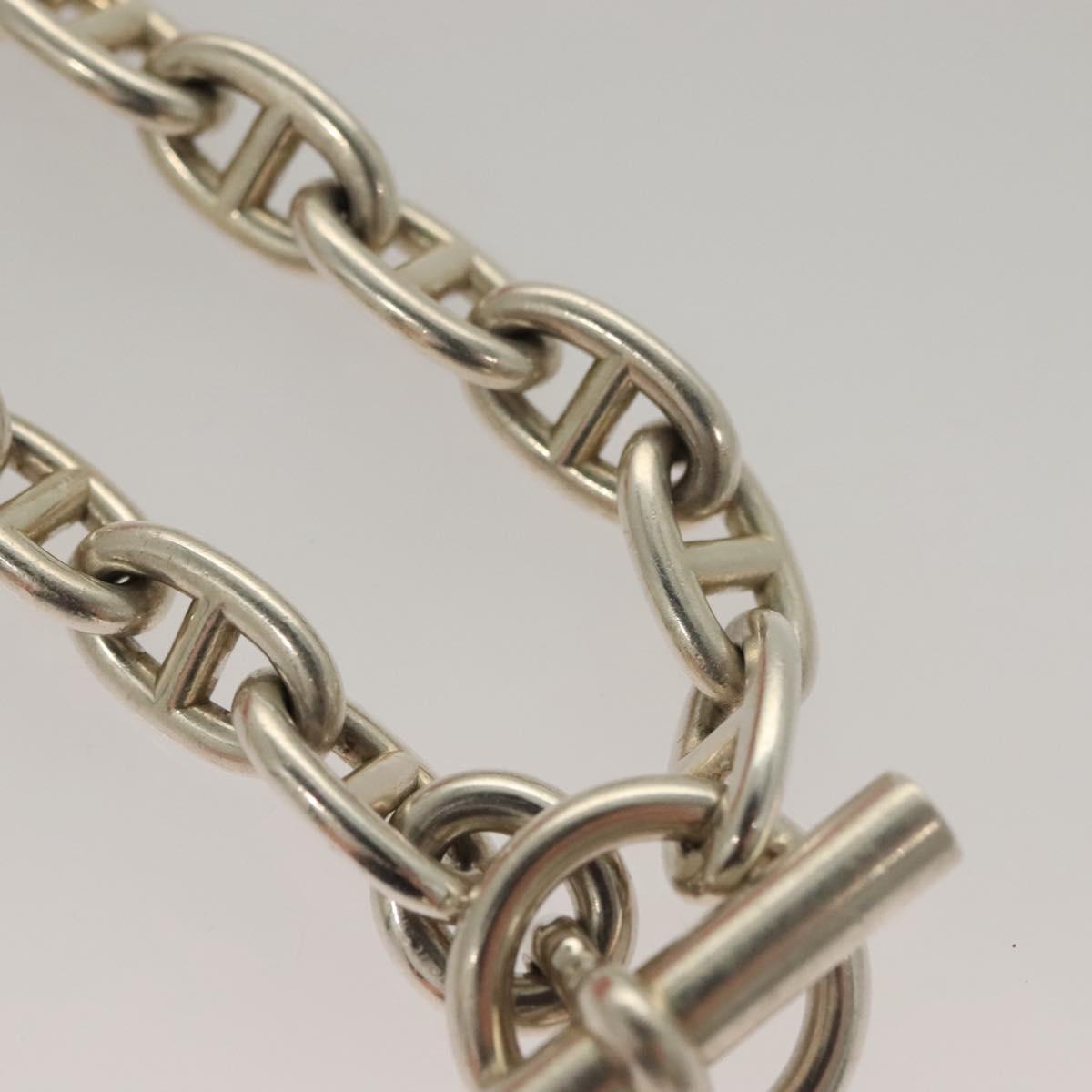 HERMES Chene Dunkle MM Bracelet Ag925 17 Links Silver Auth 135953SM