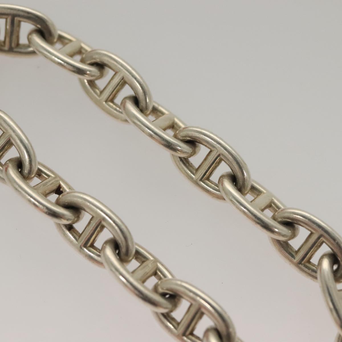 HERMES Chene Dunkle MM Bracelet Ag925 17 Links Silver Auth 135953SM