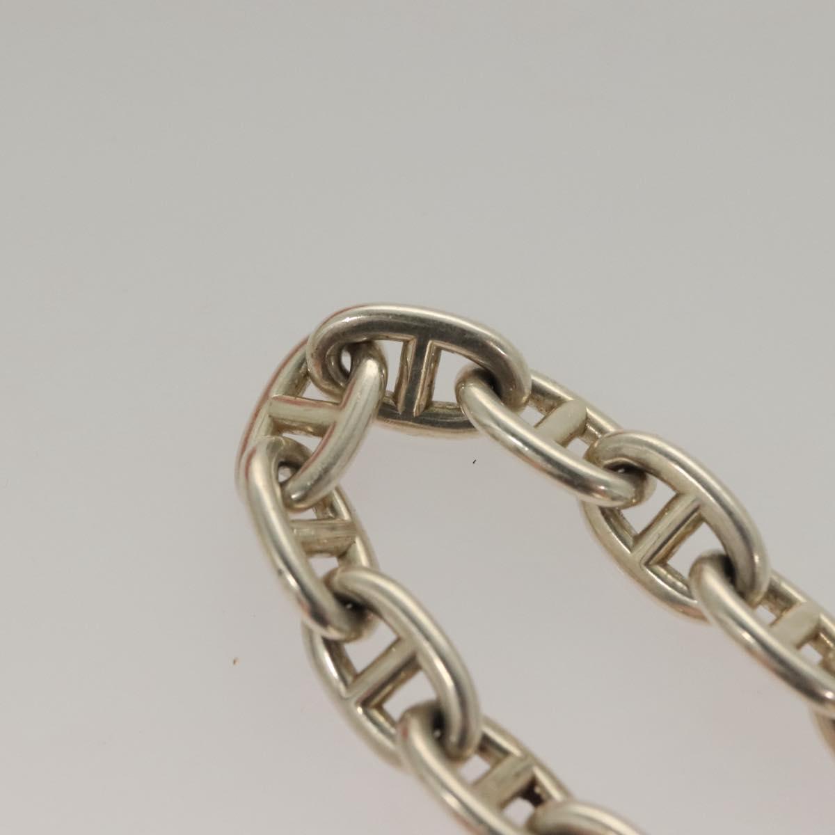 HERMES Chene Dunkle MM Bracelet Ag925 17 Links Silver Auth 135953SM