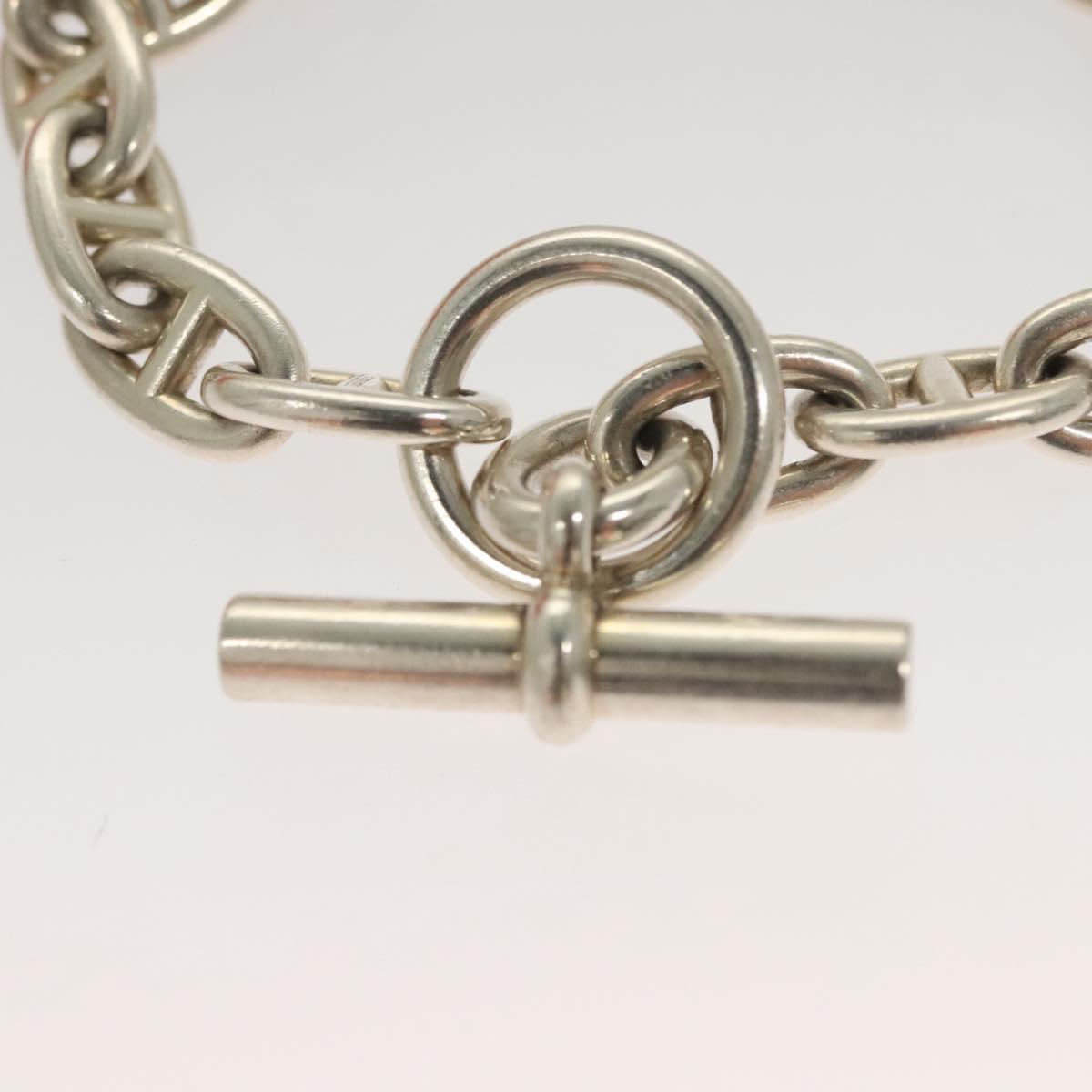 HERMES Chene Dunkle MM Bracelet Ag925 17 Links Silver Auth 135953SM