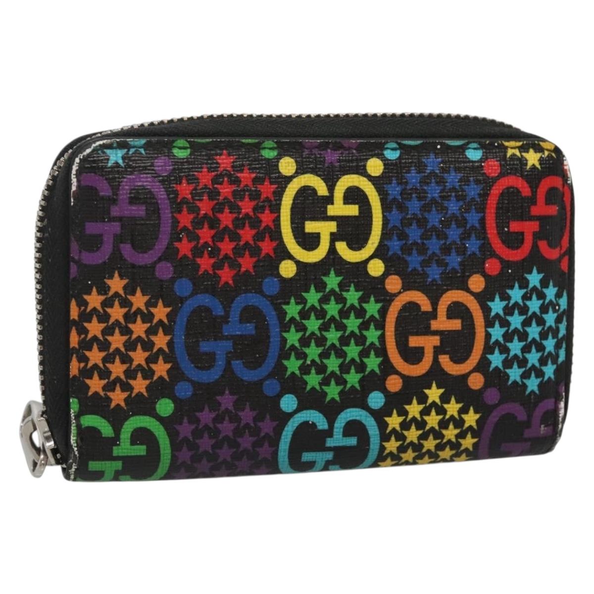 GUCCI GG Psychedelic Compact Wallet Black Silver 601095 Auth 135969