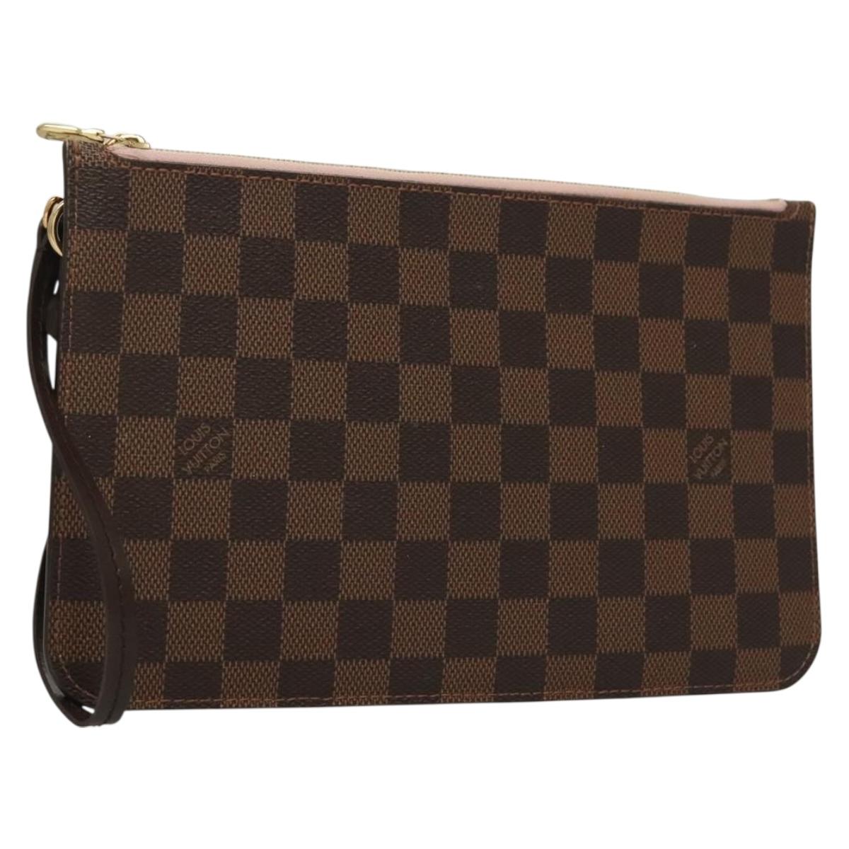 LOUIS VUITTON Damier Ebene Neverfull MM Pouch LV Auth 135978