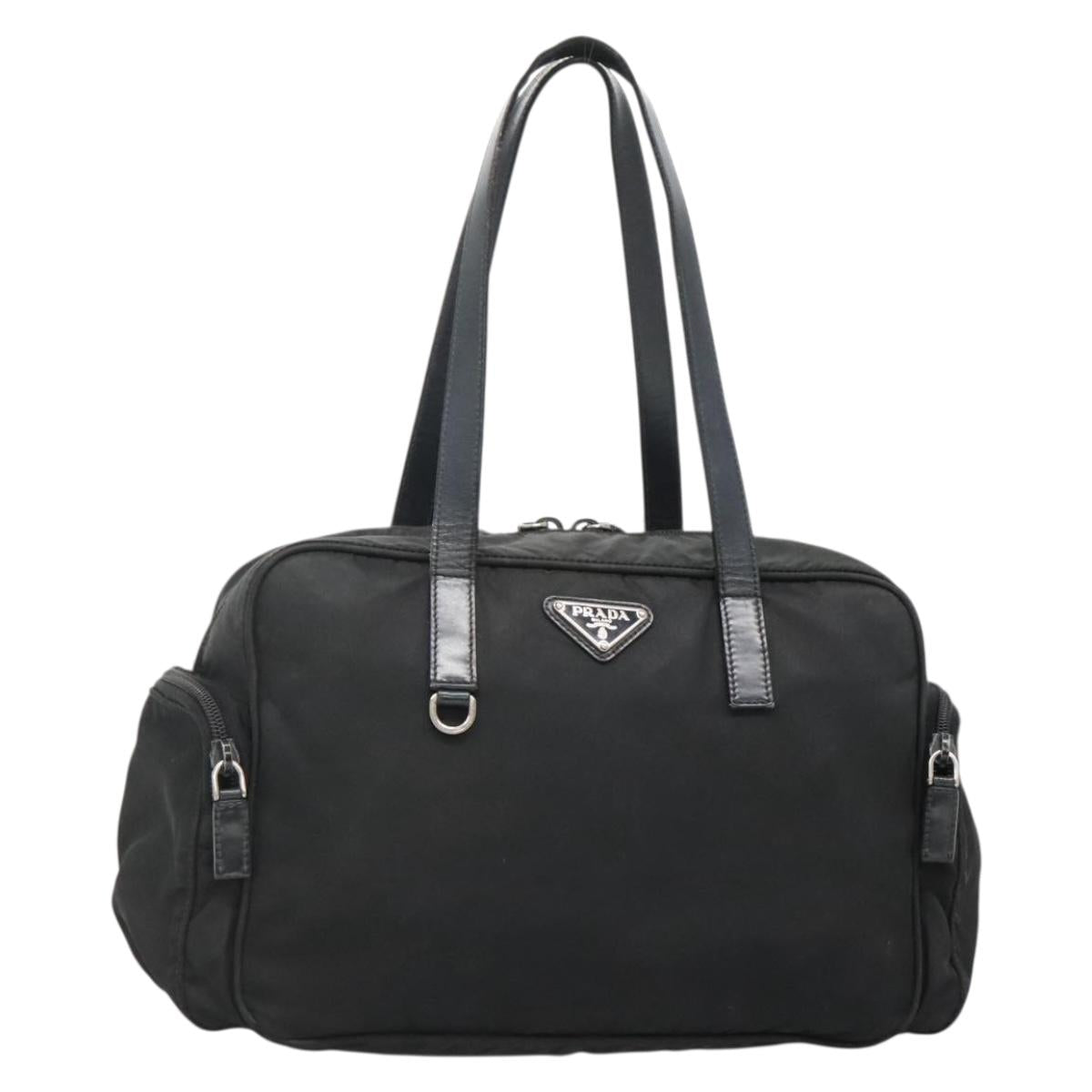 PRADA Shoulder Bag Nylon Black Silver Auth 135983