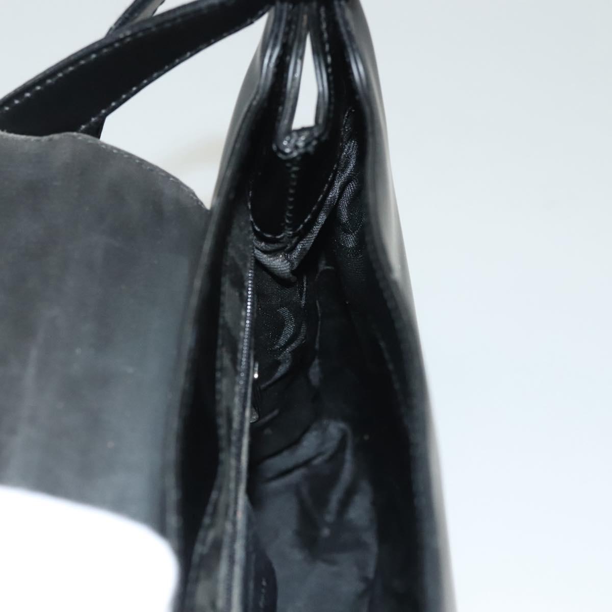 Salvatore Ferragamo Vala Shoulder Bag Enamel Black Gold Auth 135986
