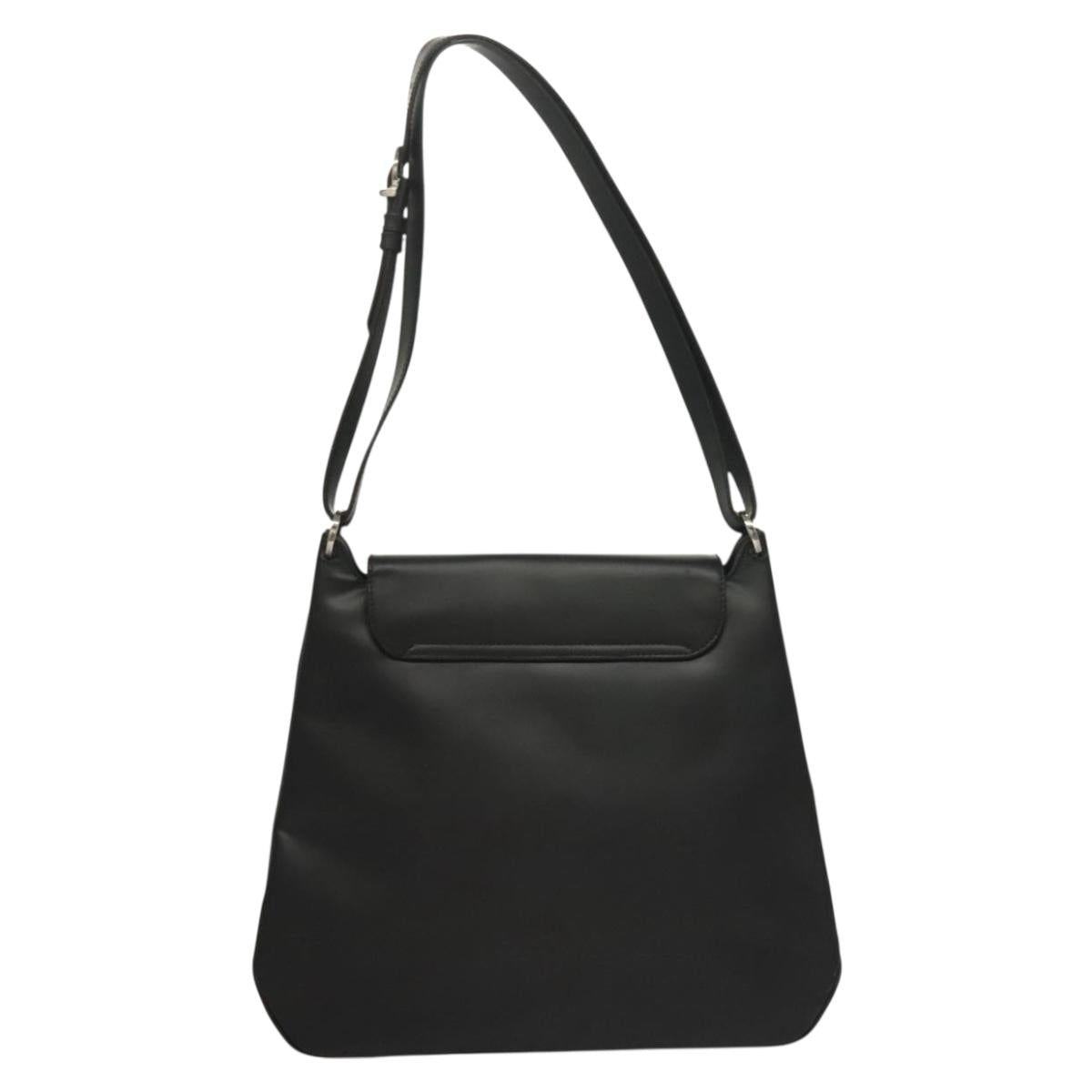 Salvatore Ferragamo Vala Shoulder Bag Enamel Black Gold Auth 135986