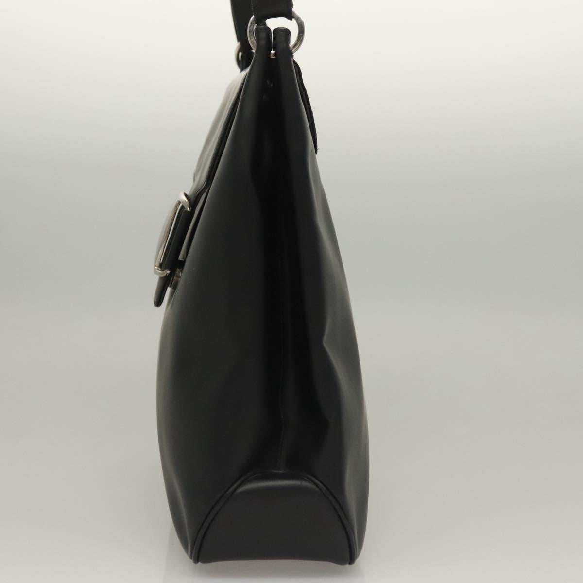 Salvatore Ferragamo Vala Shoulder Bag Enamel Black Gold Auth 135986