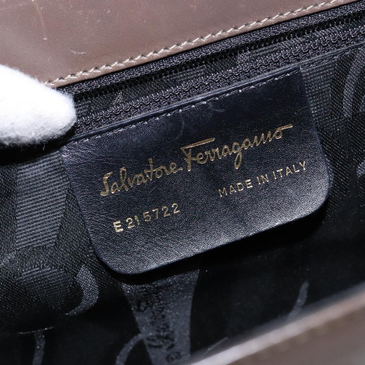 Salvatore Ferragamo Gancini Shoulder Bag Leather Brown Silver Auth 135987