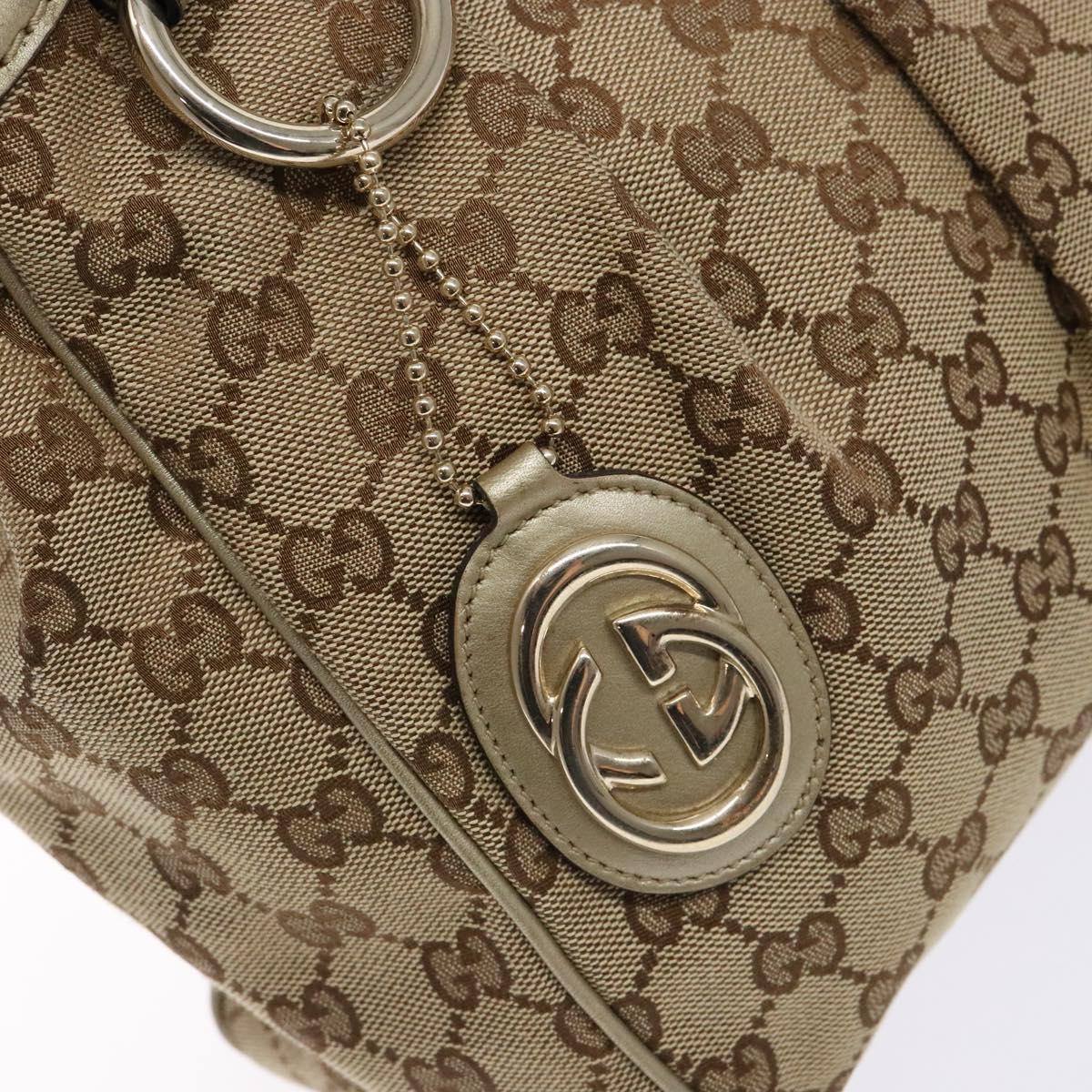 GUCCI GG Canvas Hand Bag Beige Gold 211944 Auth 135993