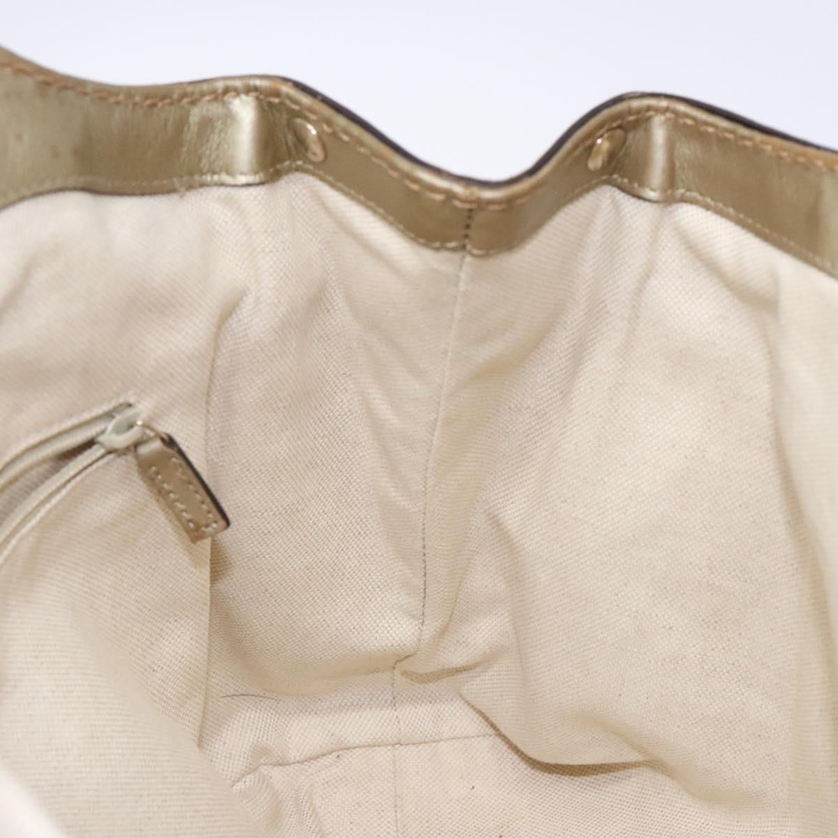 GUCCI GG Canvas Hand Bag Beige Gold 211944 Auth 135993