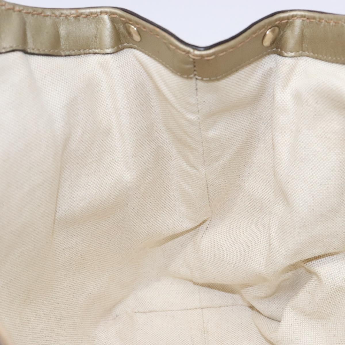 GUCCI GG Canvas Hand Bag Beige Gold 211944 Auth 135993
