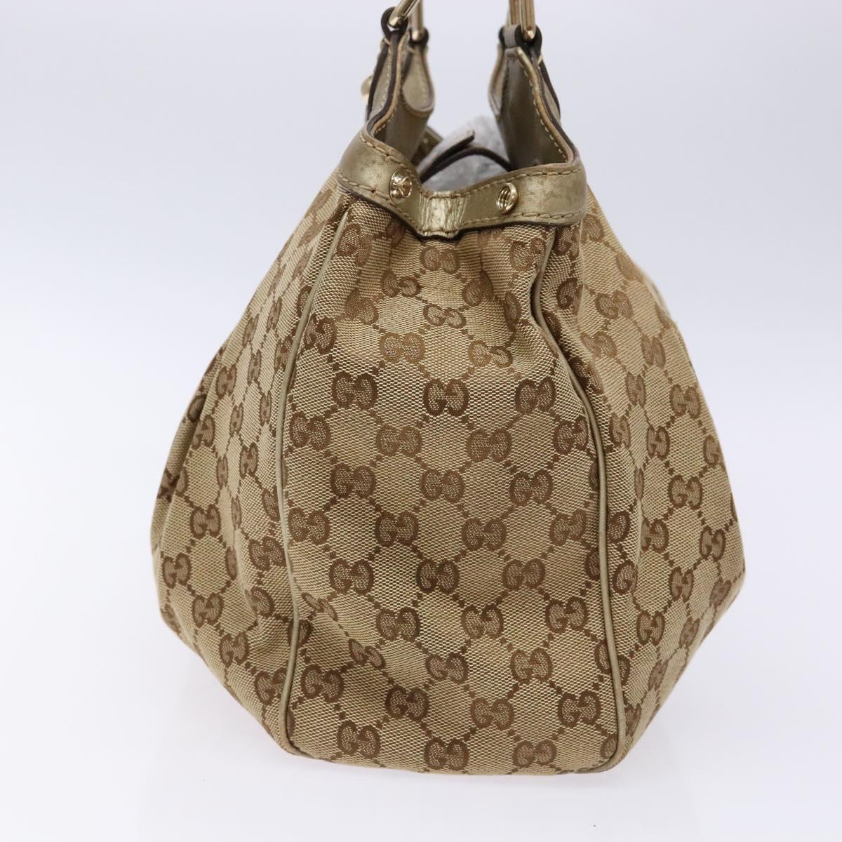 GUCCI GG Canvas Hand Bag Beige Gold 211944 Auth 135993