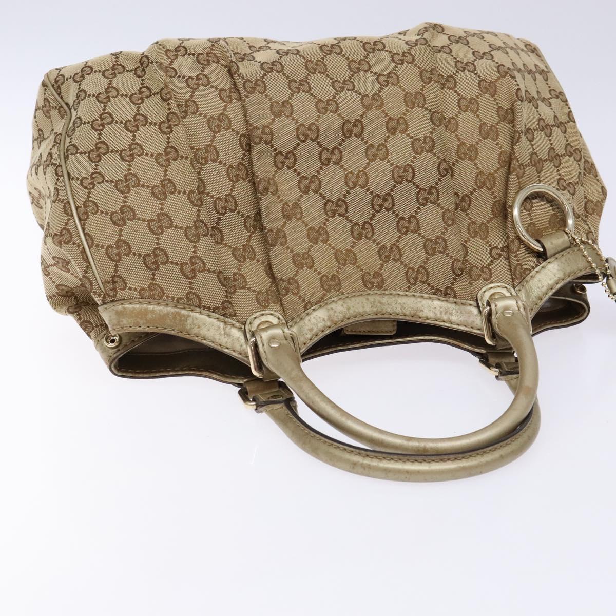 GUCCI GG Canvas Hand Bag Beige Gold 211944 Auth 135993