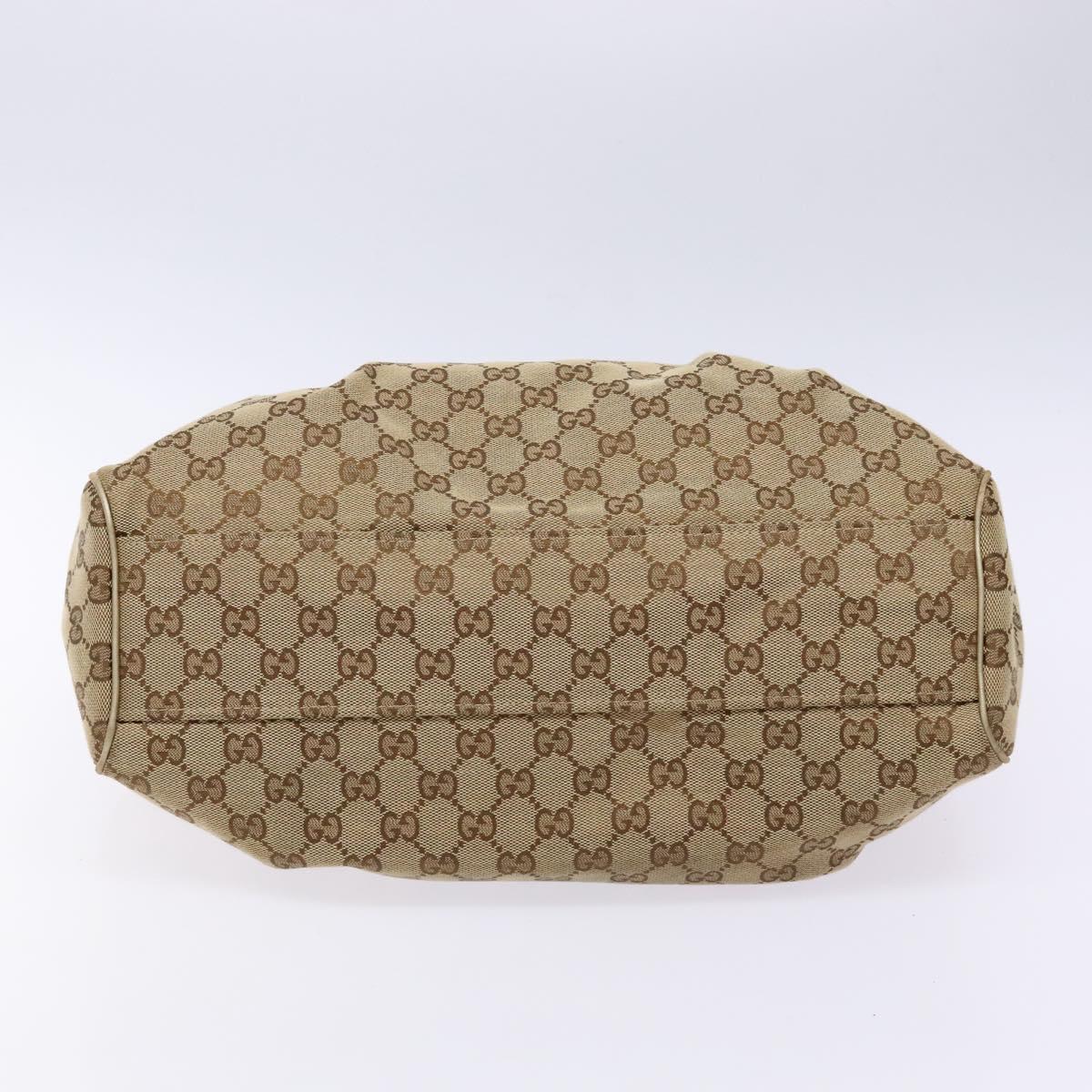 GUCCI GG Canvas Hand Bag Beige Gold 211944 Auth 135993