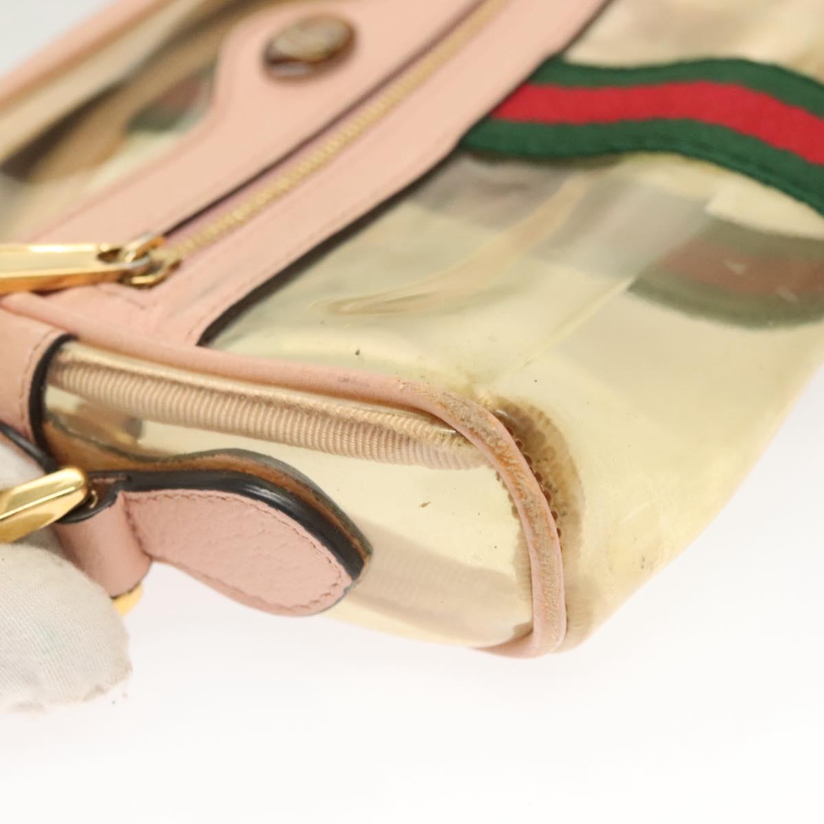 GUCCI Web Sherry Line Shoulder Bag Vinyl Clear Red Green 517350 Auth 135994