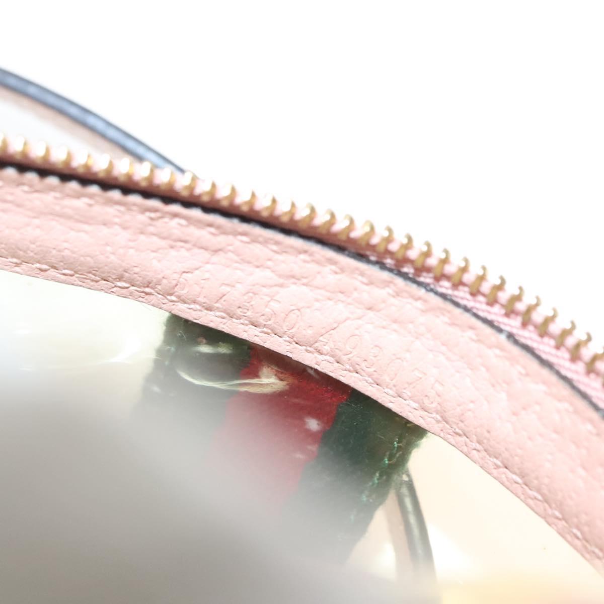 GUCCI Web Sherry Line Shoulder Bag Vinyl Clear Red Green 517350 Auth 135994