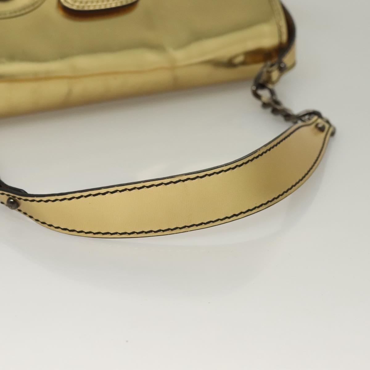 FENDI Chain Shoulder Bag Leather Gold Auth 135997