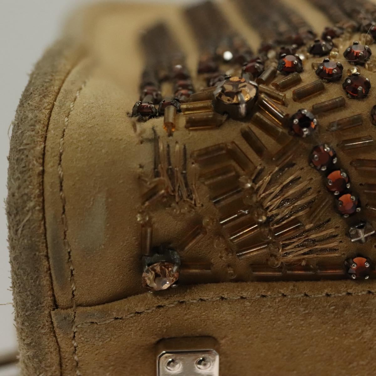 LOEWE Amazona 30 Hand Bag Suede Beige Silver Auth 136044