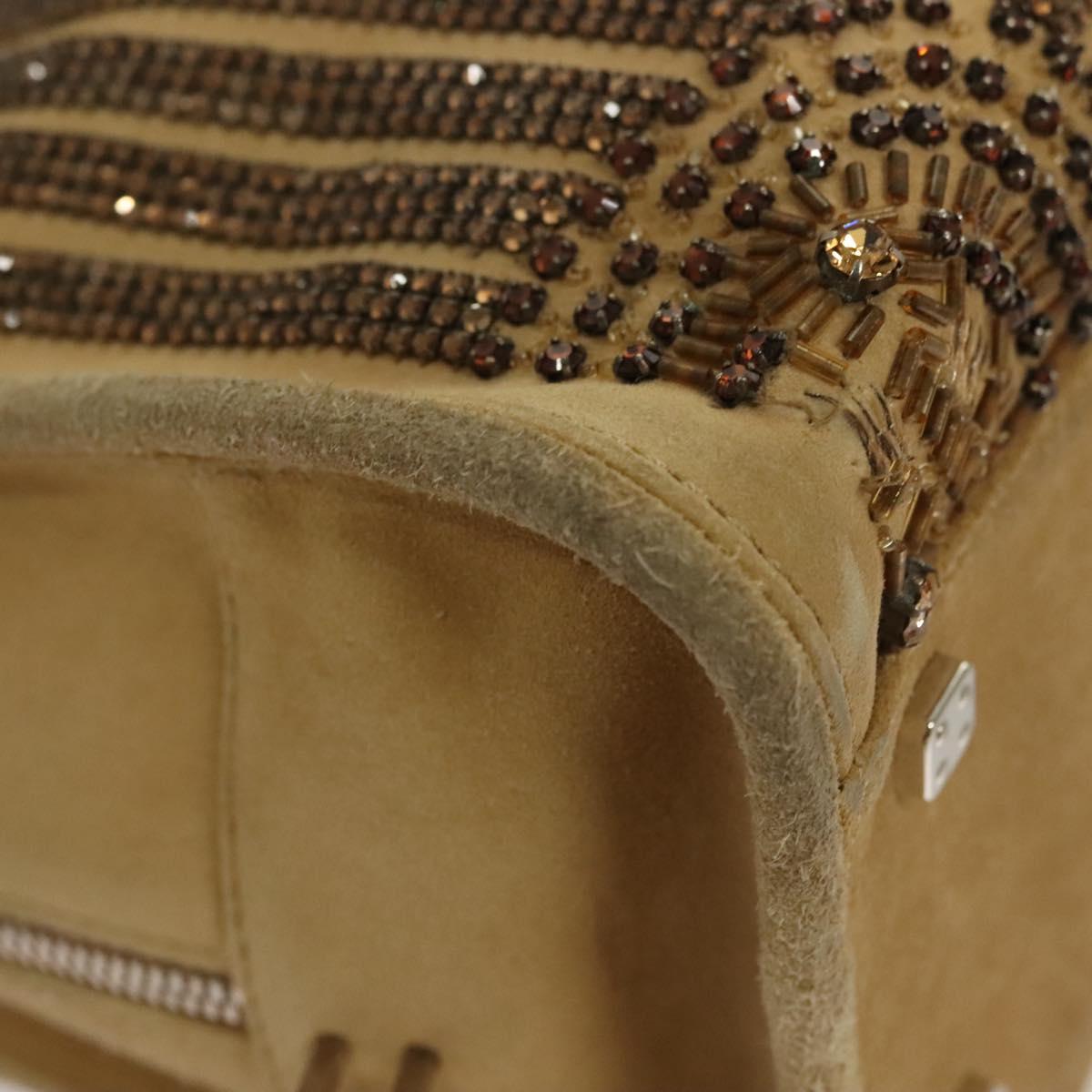 LOEWE Amazona 30 Hand Bag Suede Beige Silver Auth 136044