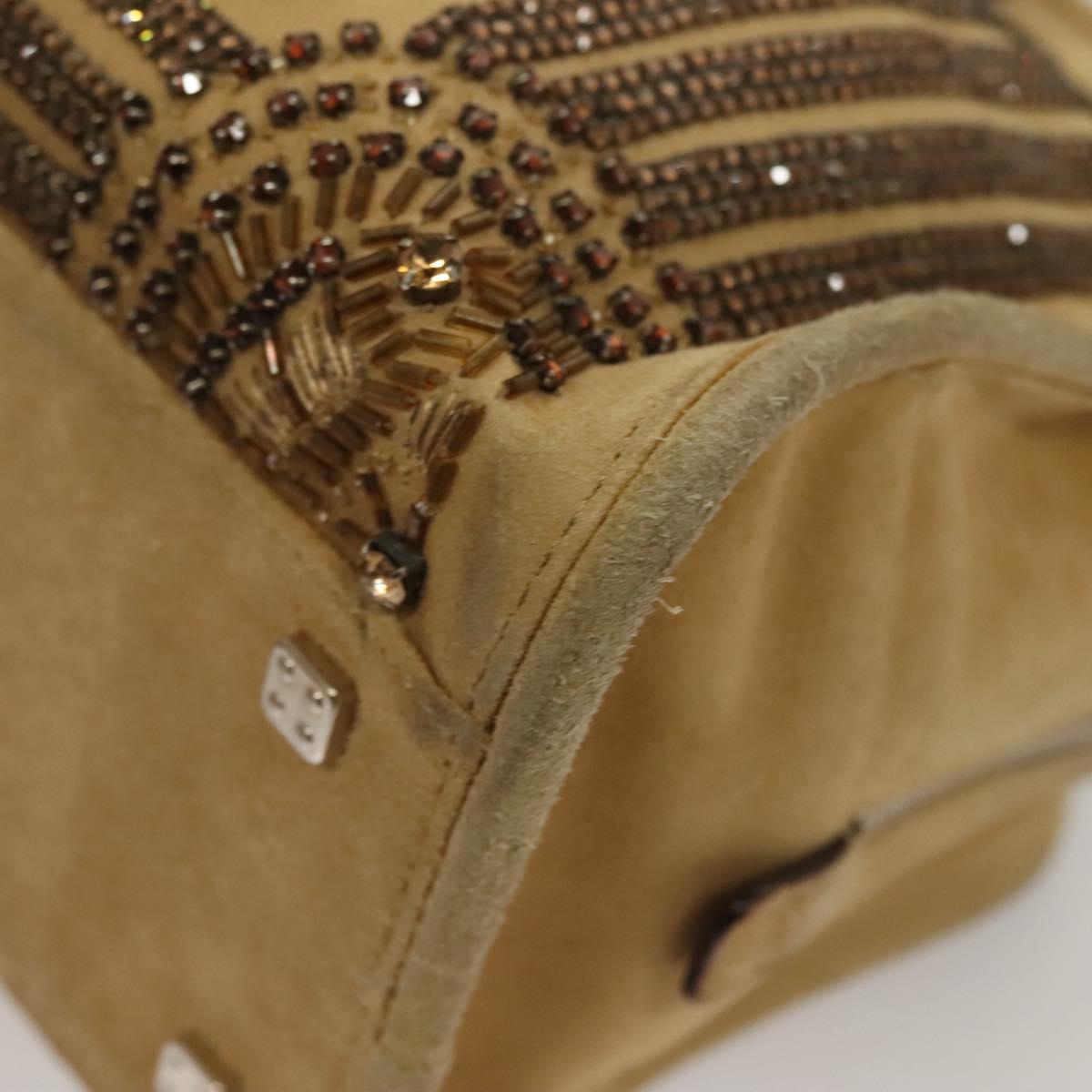 LOEWE Amazona 30 Hand Bag Suede Beige Silver Auth 136044