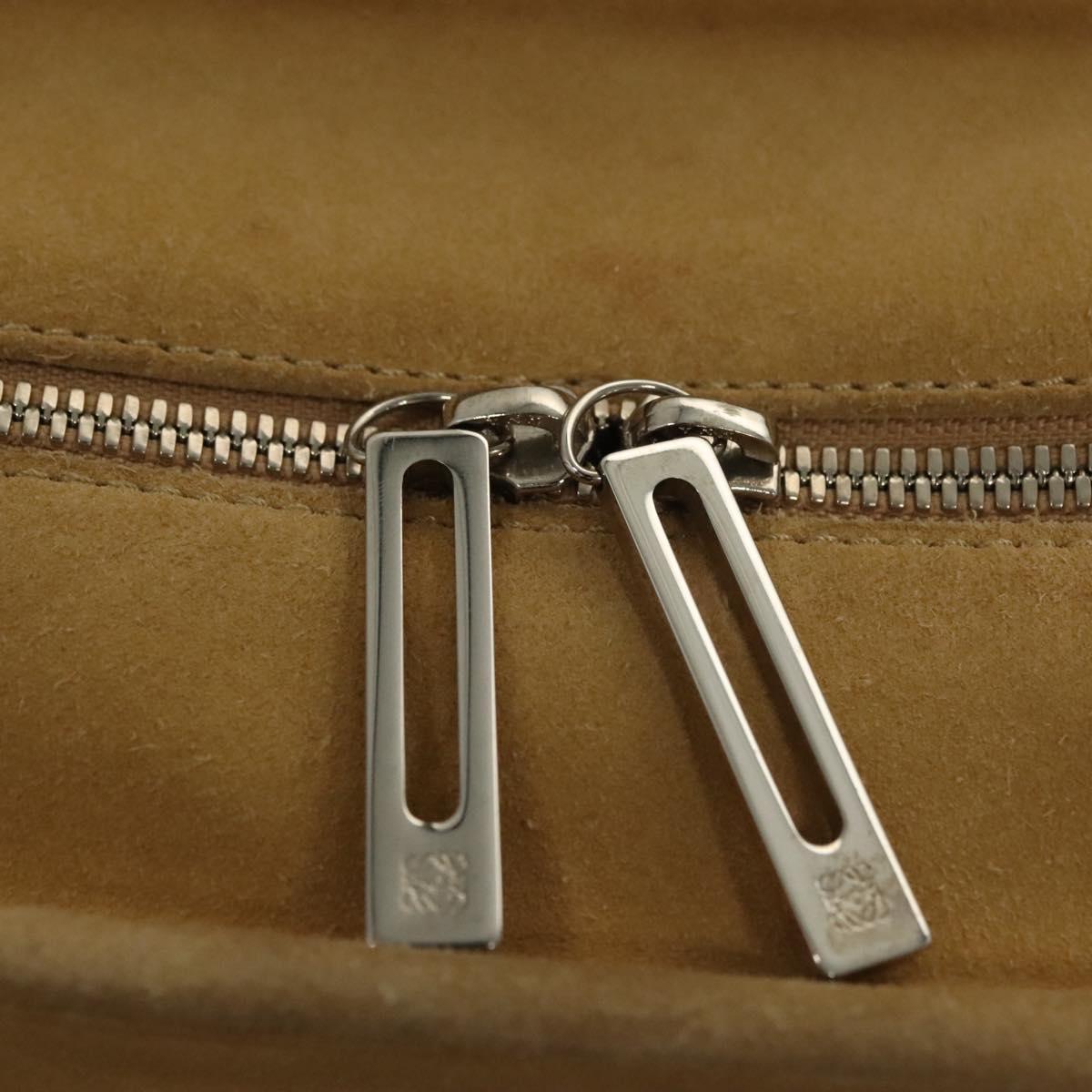 LOEWE Amazona 30 Hand Bag Suede Beige Silver Auth 136044