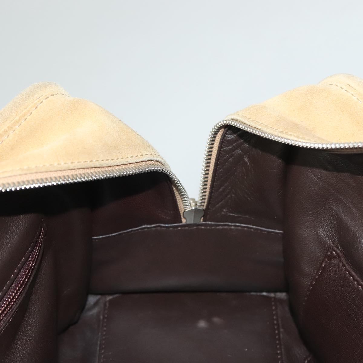 LOEWE Amazona 30 Hand Bag Suede Beige Silver Auth 136044