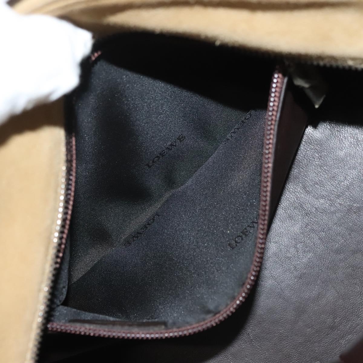 LOEWE Amazona 30 Hand Bag Suede Beige Silver Auth 136044