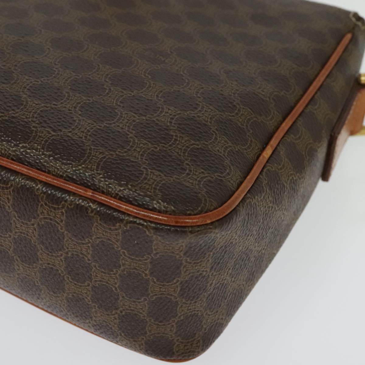 CELINE Macadam Canvas Shoulder Bag PVC Brown Gold Auth 136046