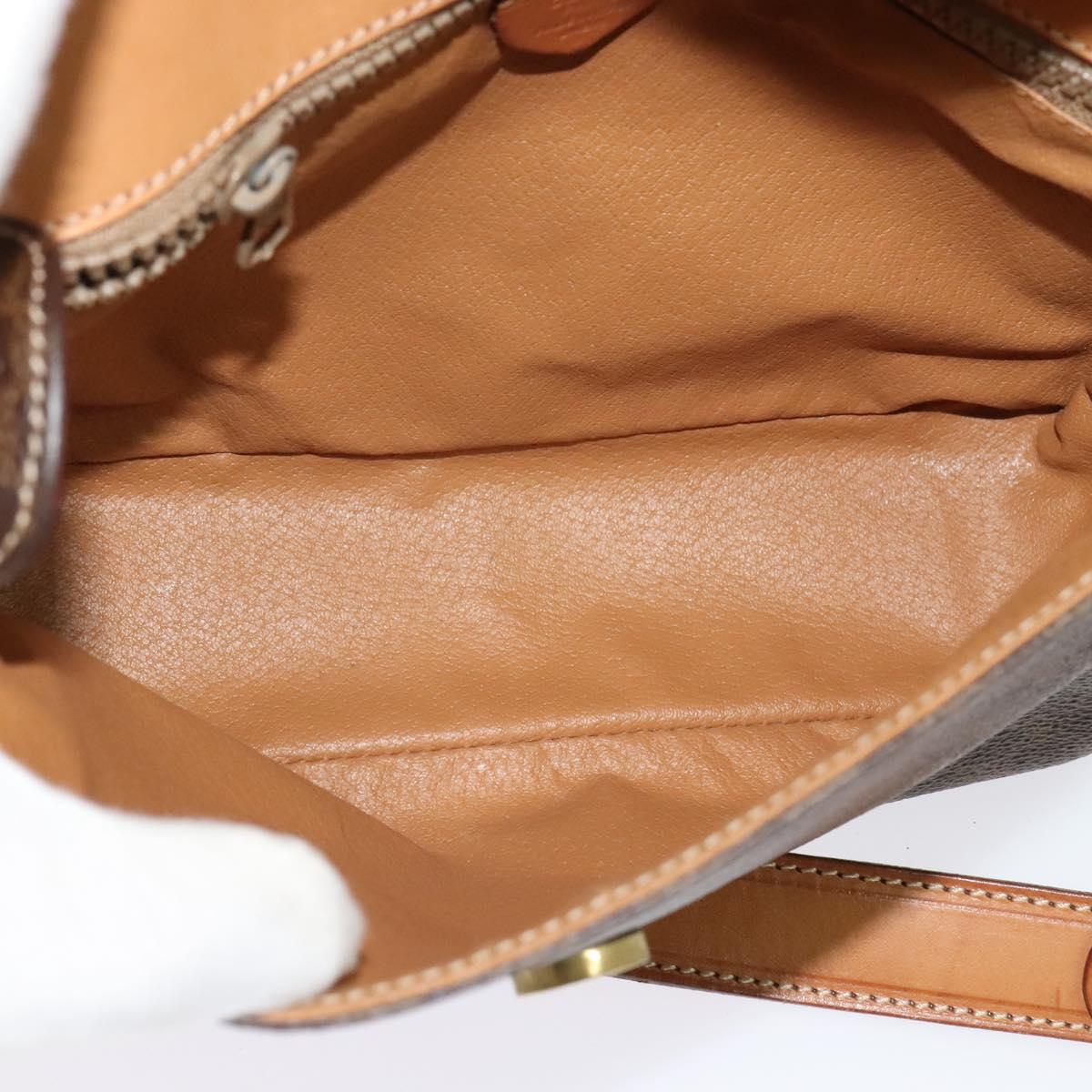 CELINE Macadam Canvas Shoulder Bag PVC Brown Gold Auth 136046